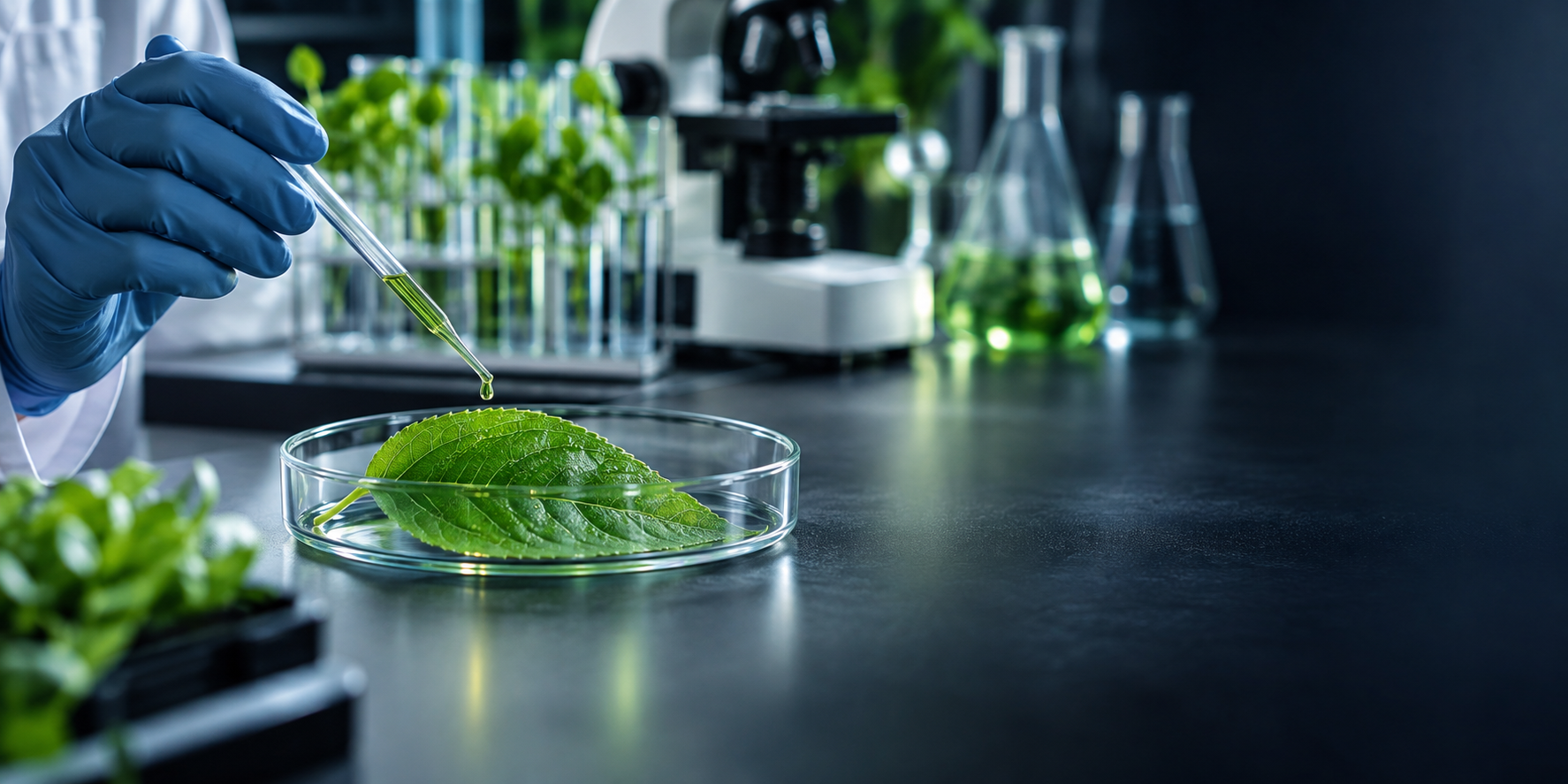 پژوهش علمی روی برگ گیاه