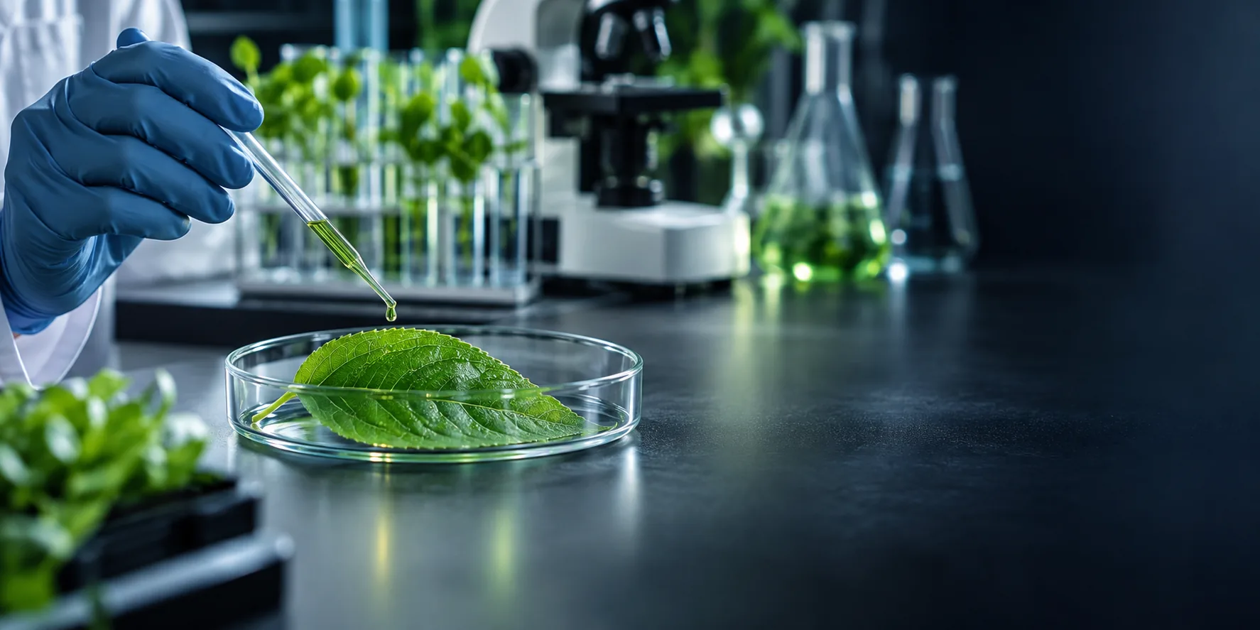 پژوهش علمی روی برگ گیاه